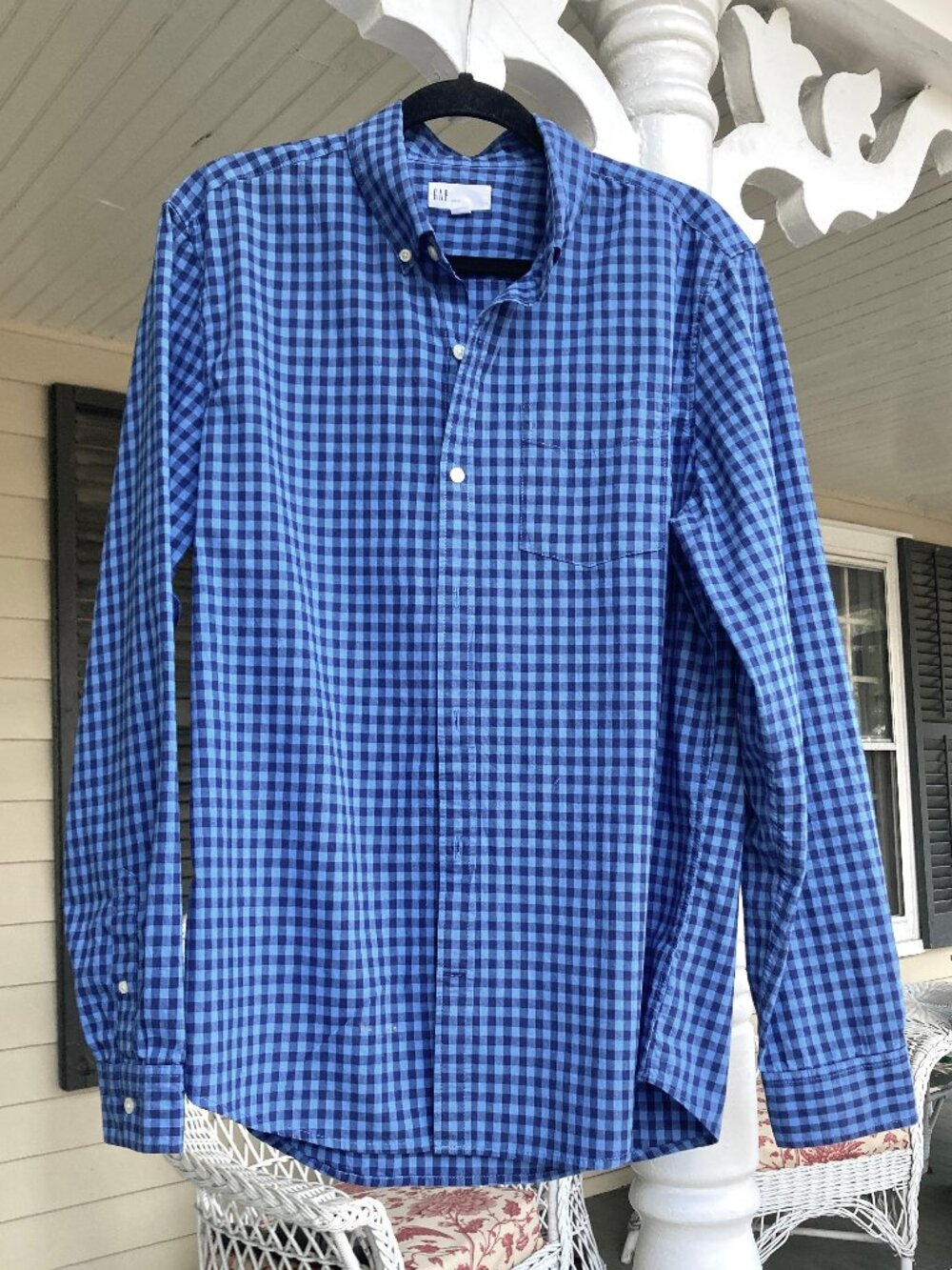 GAP 100% Cotton Poplin Gingham Shirt, Men’s